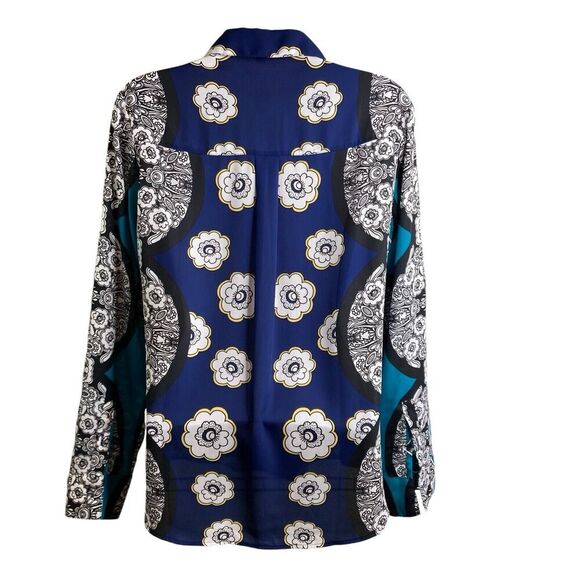 Express The Portofino Shirt Regular Fit Button-Up Blue Aqua Floral Print Size A - Picture 2 of 12